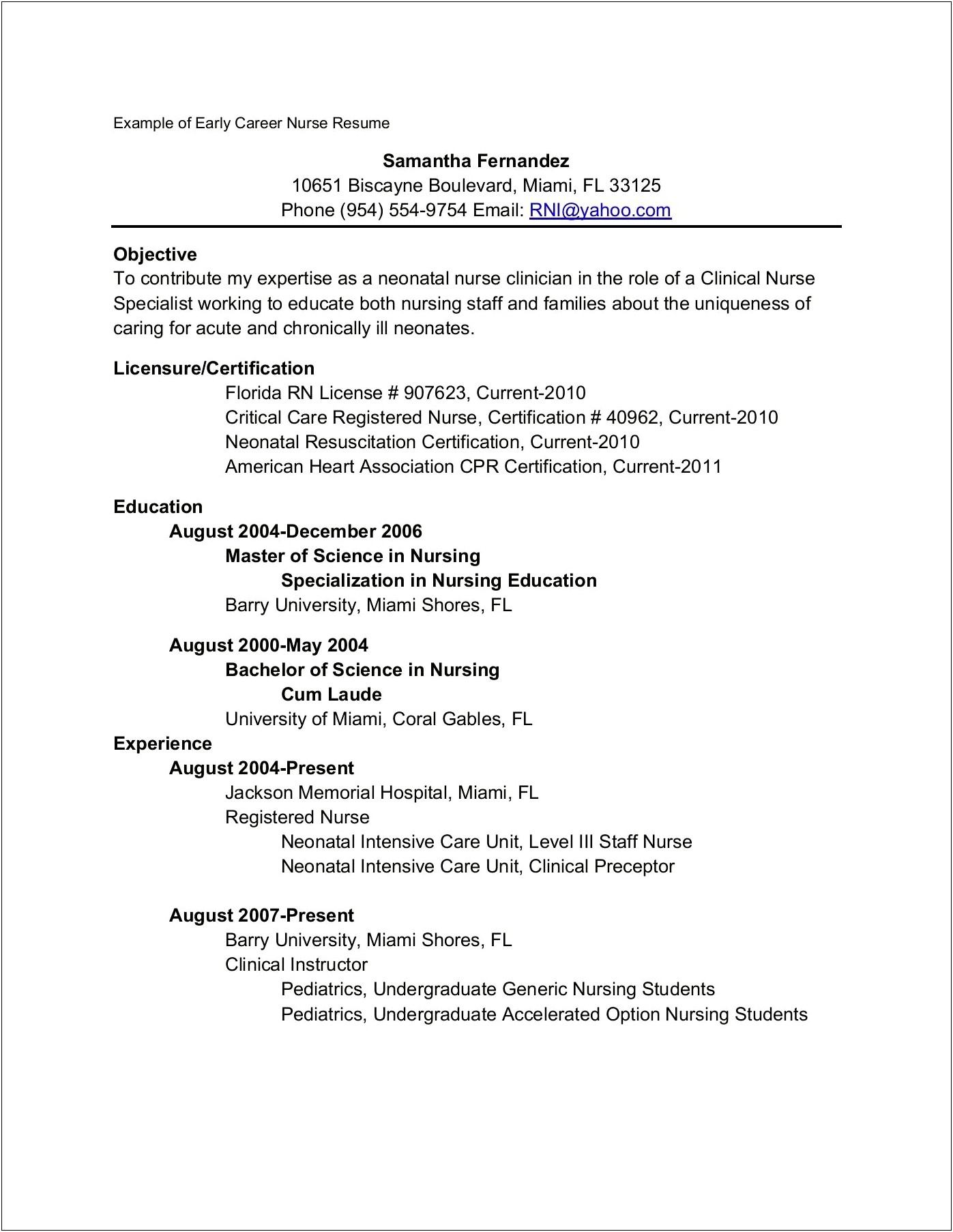 Examples For Objective In A Rn Resume