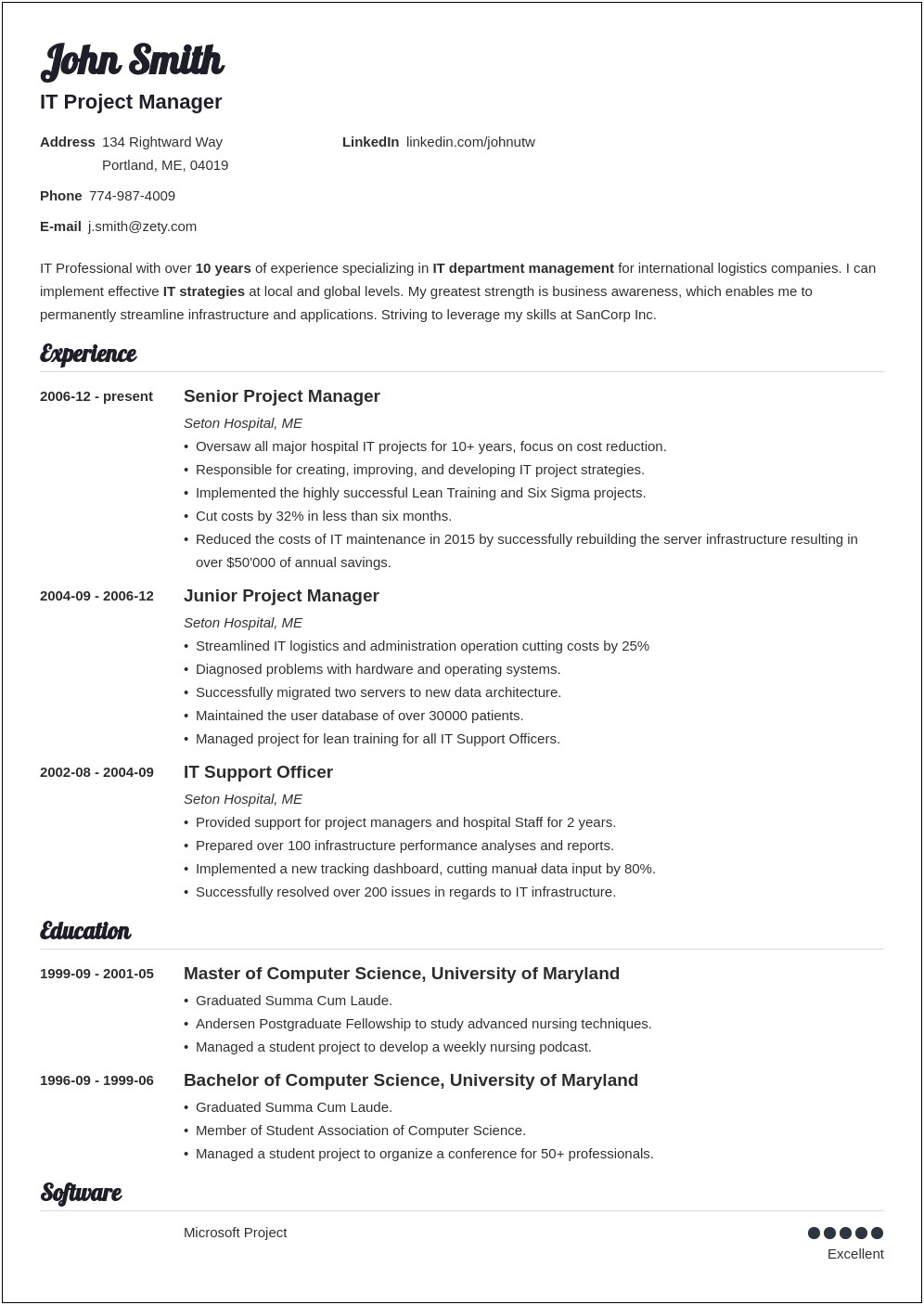 Examples Of A Good Looking Resume