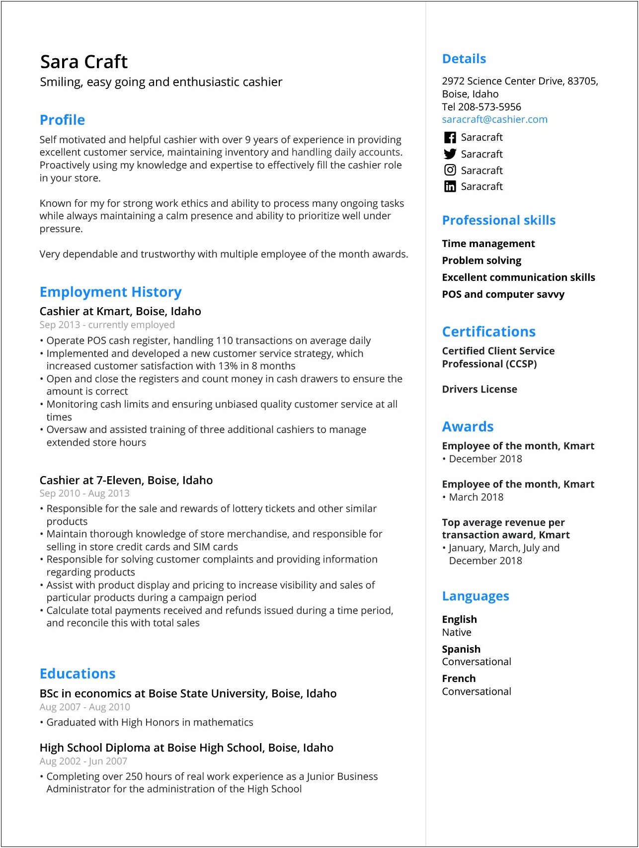 Examples Of A Good Resume 2018