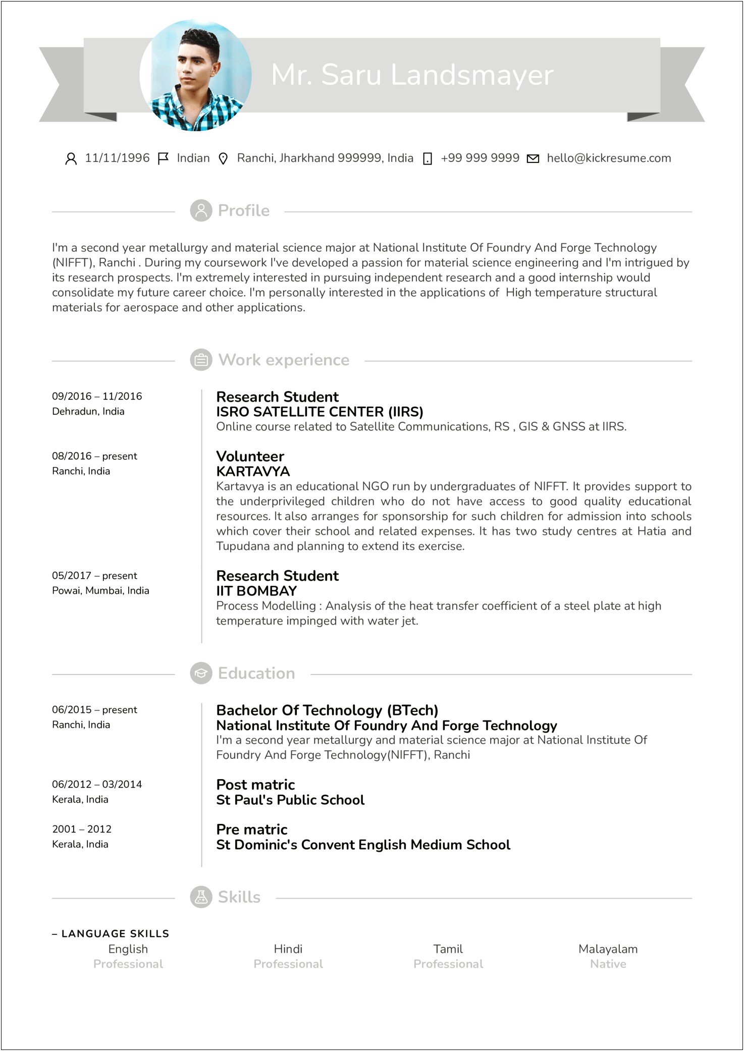 Examples Of Achievements For Resume For Freshers