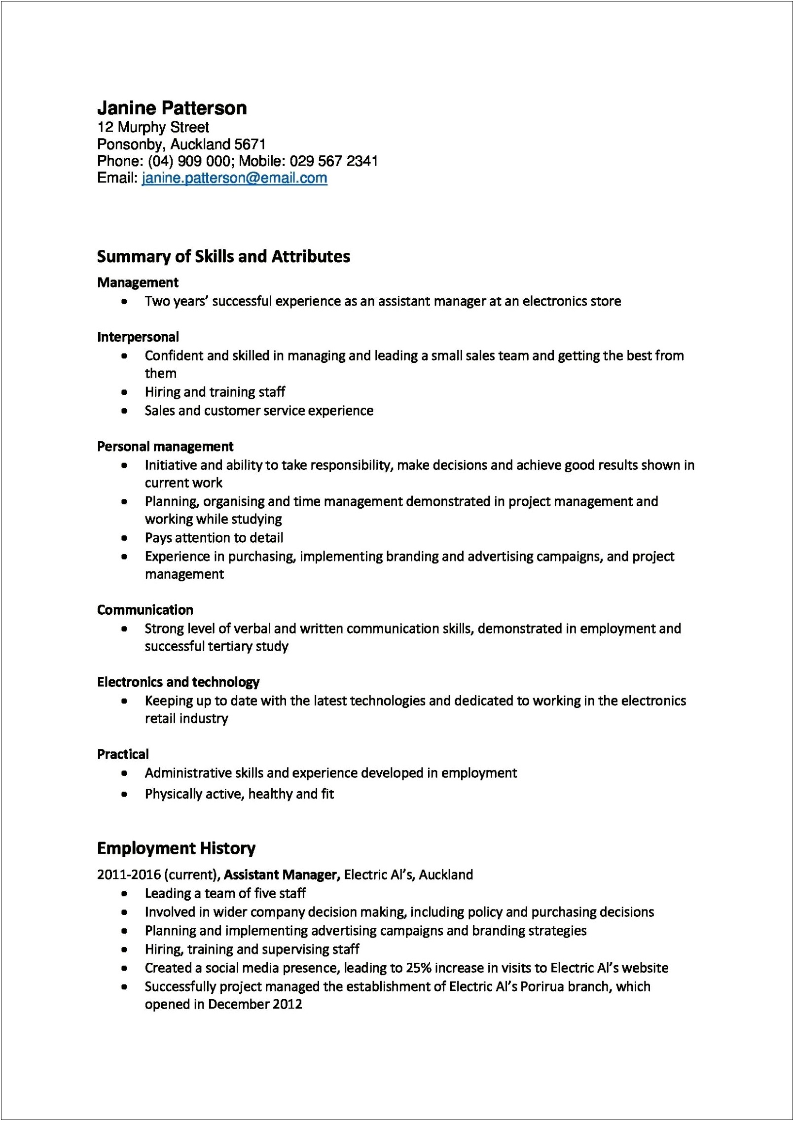 Examples Of Active Language For Resume