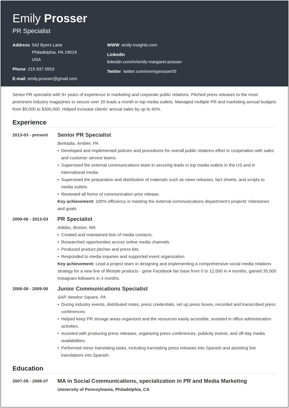 Examples Of Communication Section On Resume