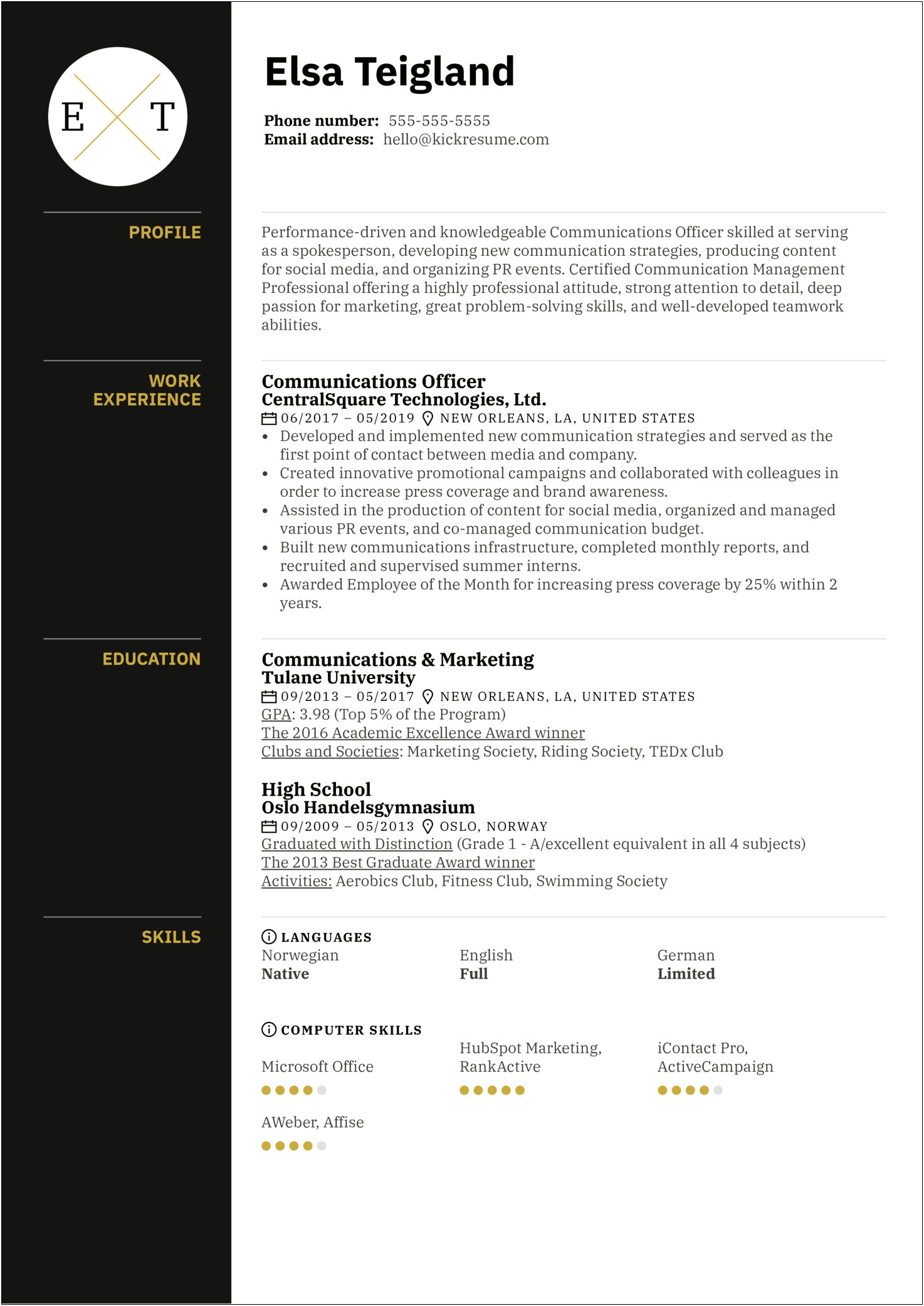 Examples Of Communication Skills In A Resume
