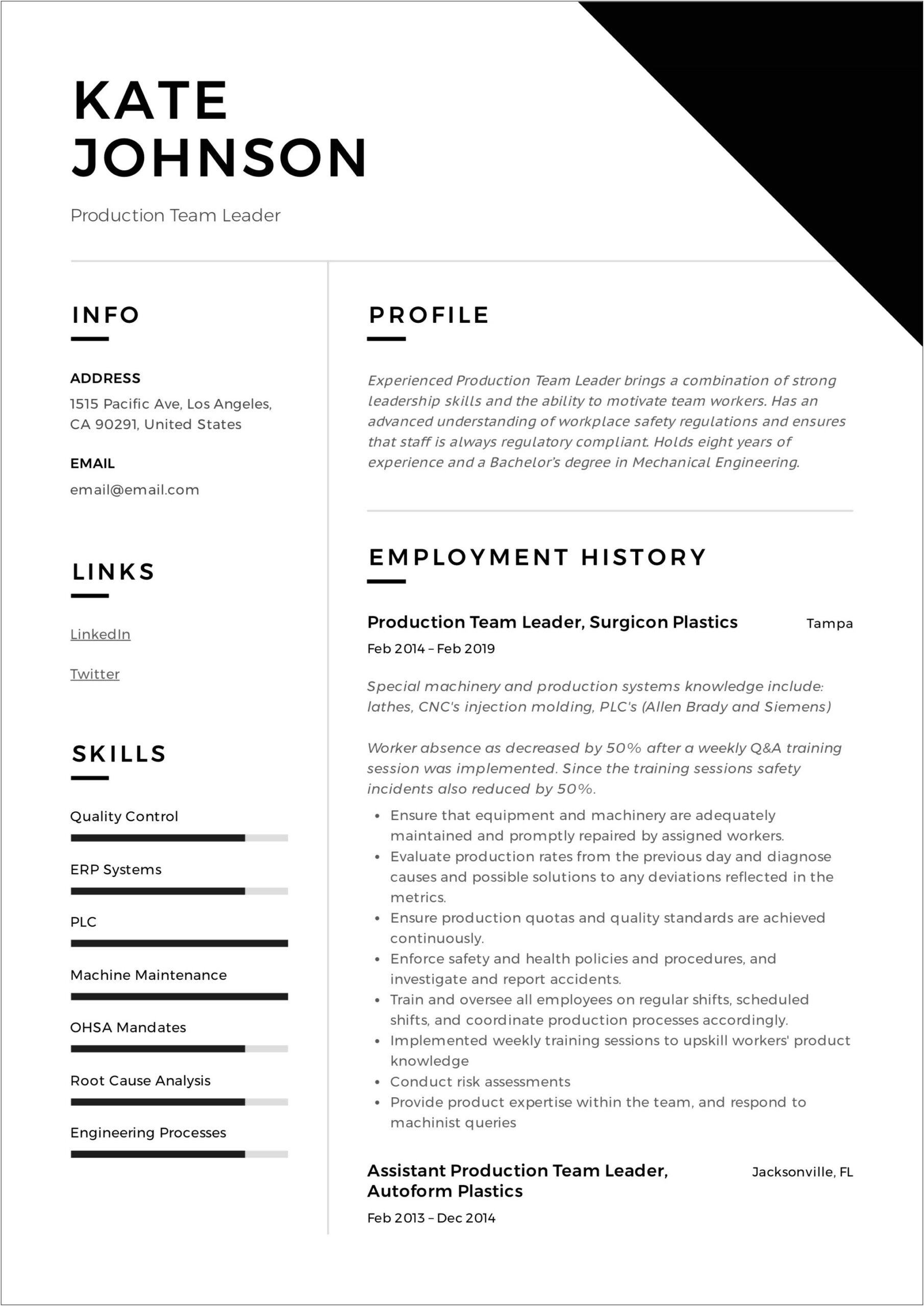 Examples Of Company Profiles Staff Resumes