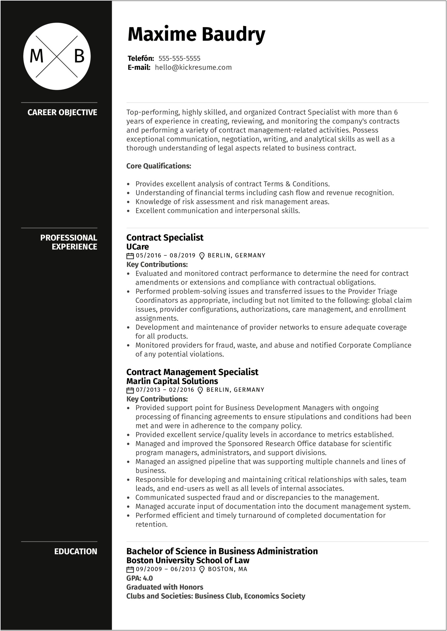Examples Of Core Qualifications On A Resume