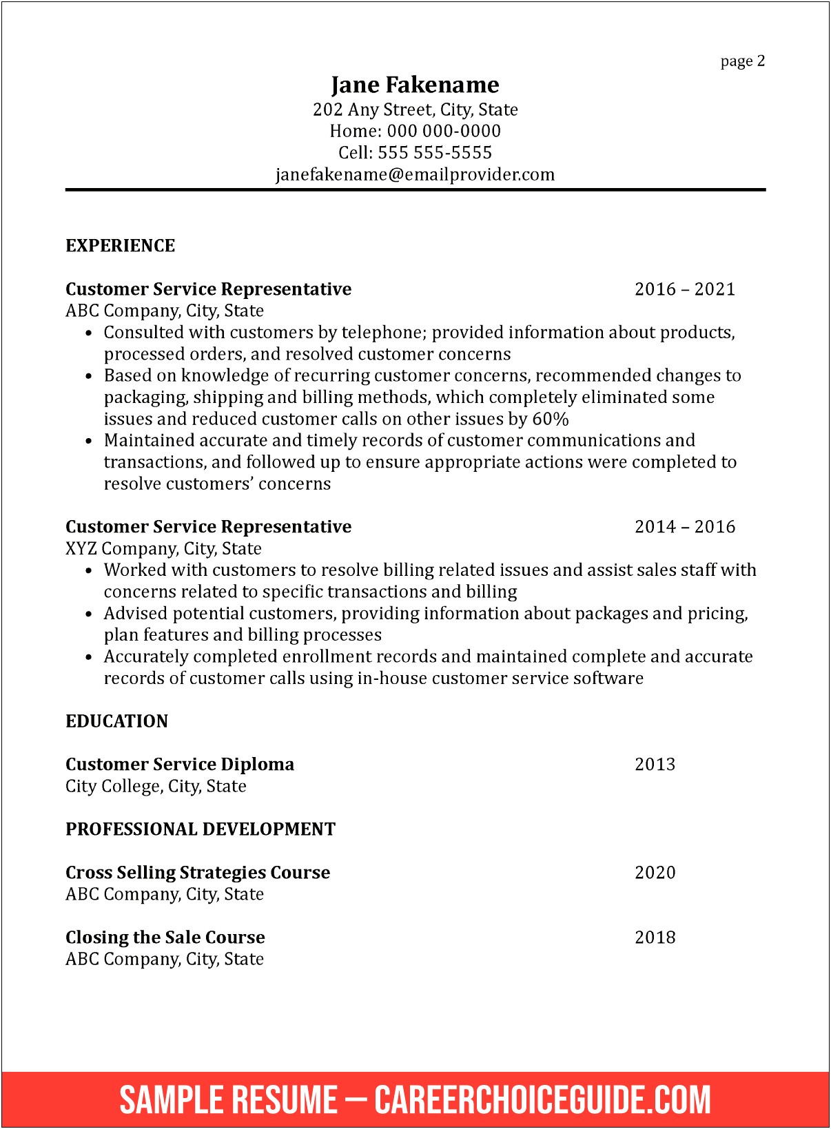Examples Of Customer Service For Resume
