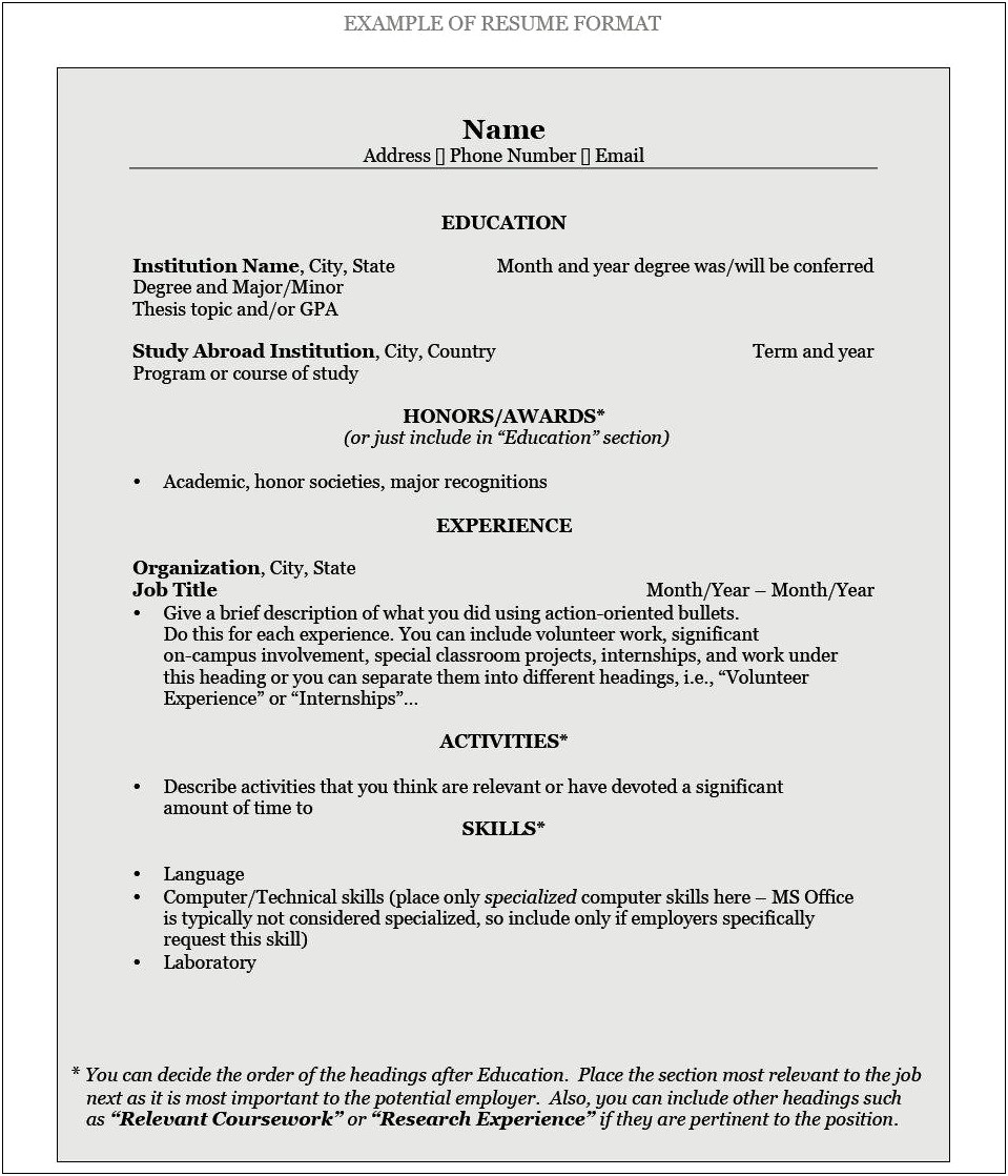 Examples Of Education Section On Resume