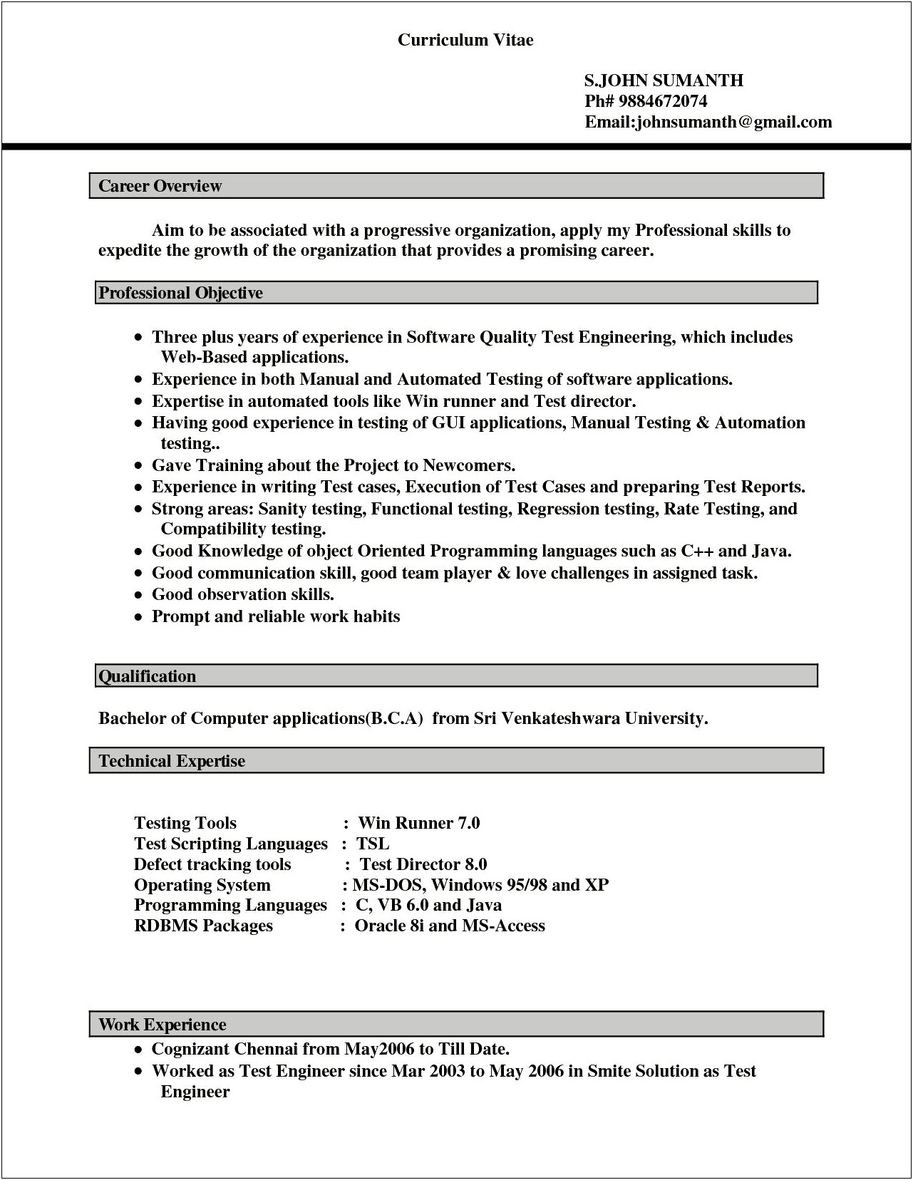 Examples Of Engineering Resumes With No Work Experience