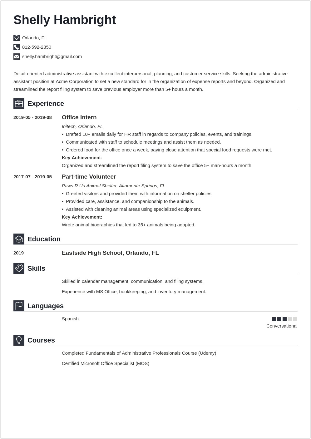 Examples Of Entry Level Administrative Assistant Resume