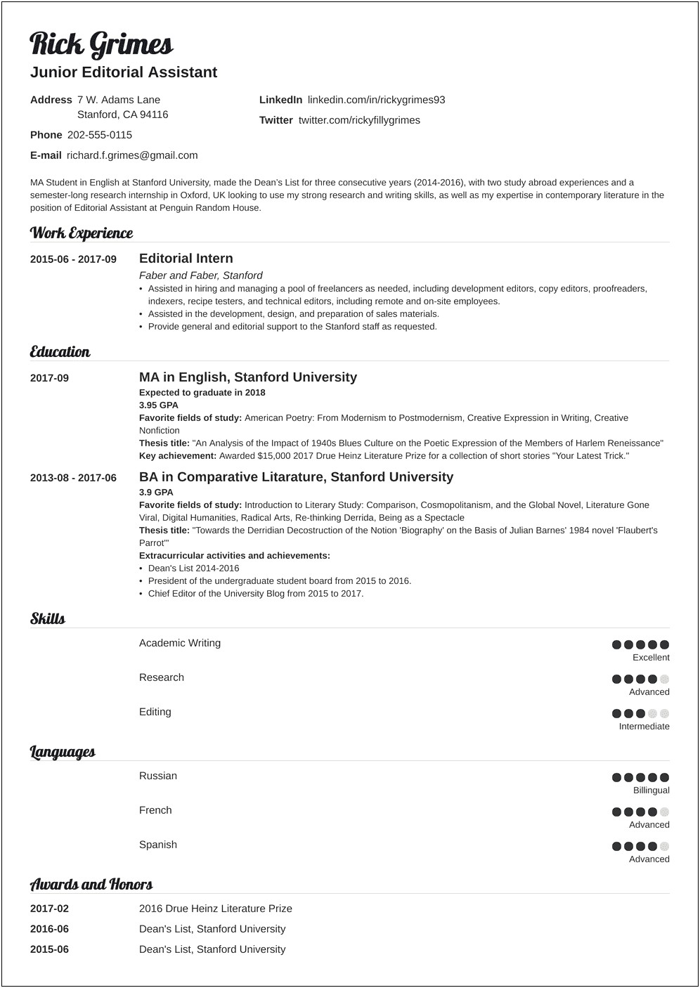 Examples Of Entry Level Job Resumes