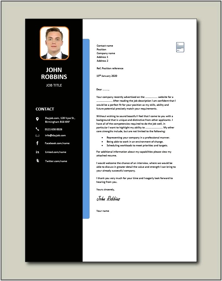 Examples Of Free Cover Letters For Resume