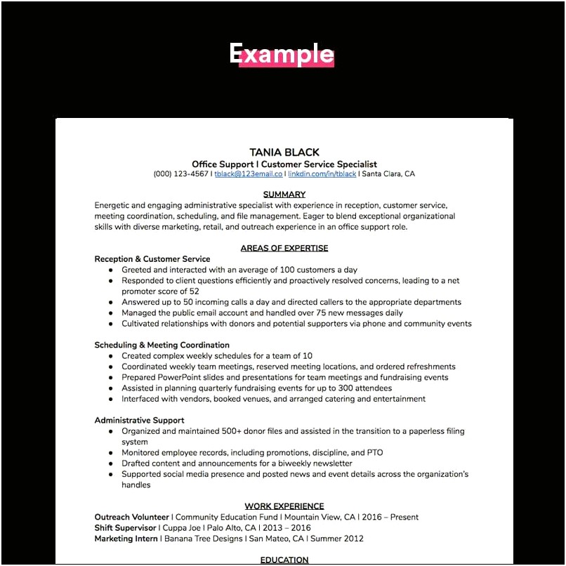 Examples Of Functional Customer Service Resumes