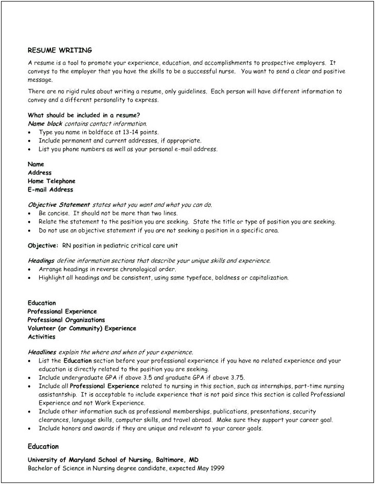 Examples Of General Objectives On Resumes
