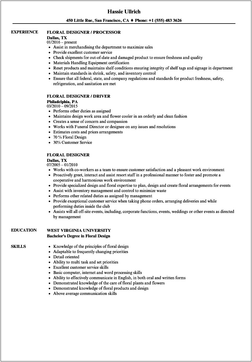 Examples Of Good Funeral Director Resumes