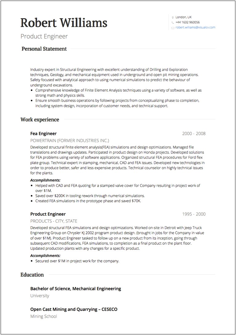 Examples Of Good Opening Statements For Resumes