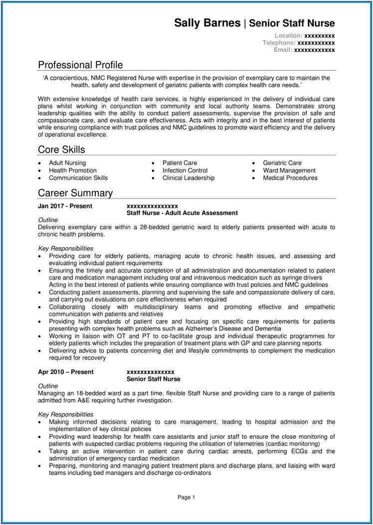 Examples Of Good Resumes For Nurses