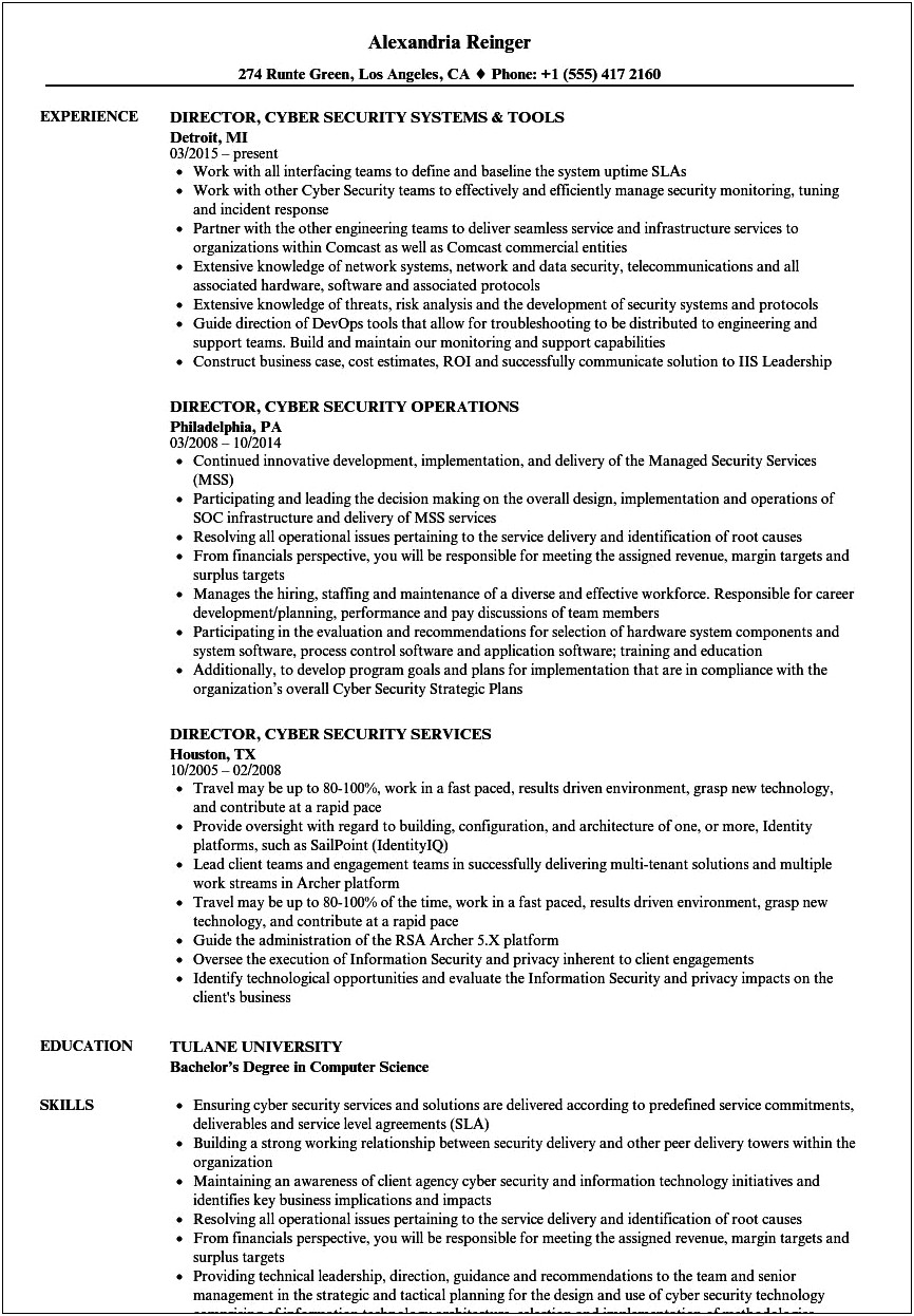 Examples Of Great Cyber Security Resumes