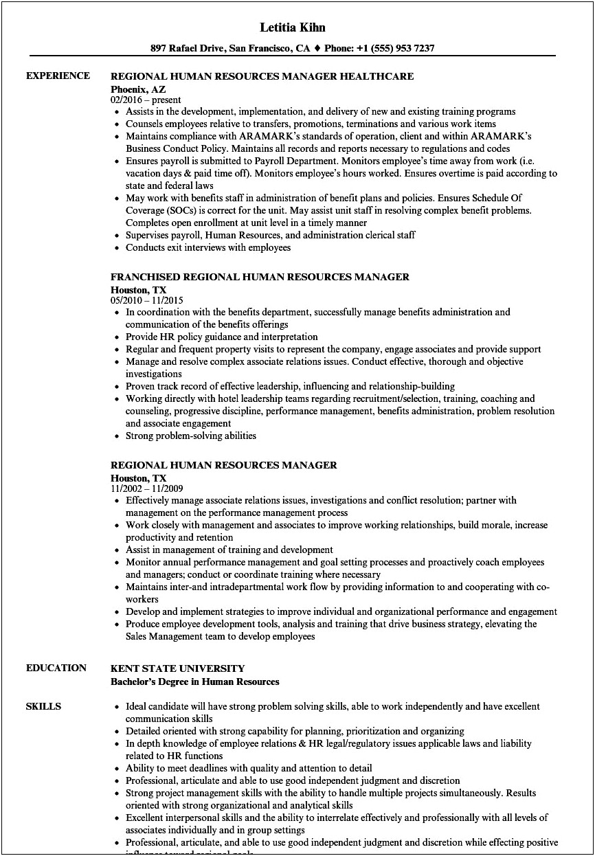 Examples Of Human Resources Director Resumes