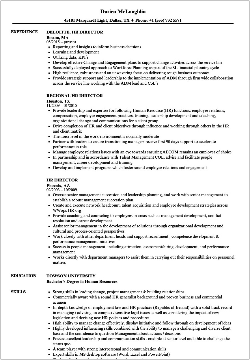 Examples Of Human Resources Vice President Resume