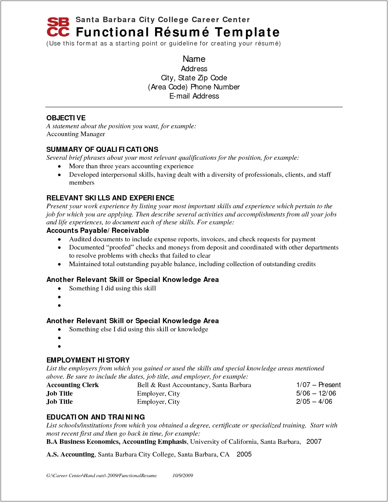 Examples Of Job Title On Resume