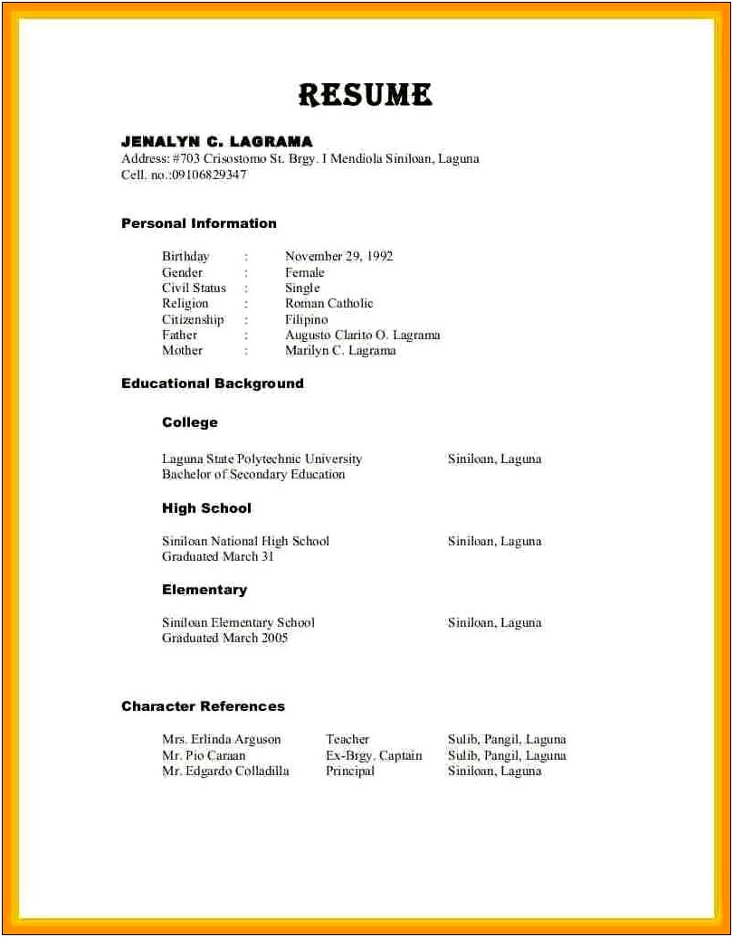 Examples Of Listing References On A Resume