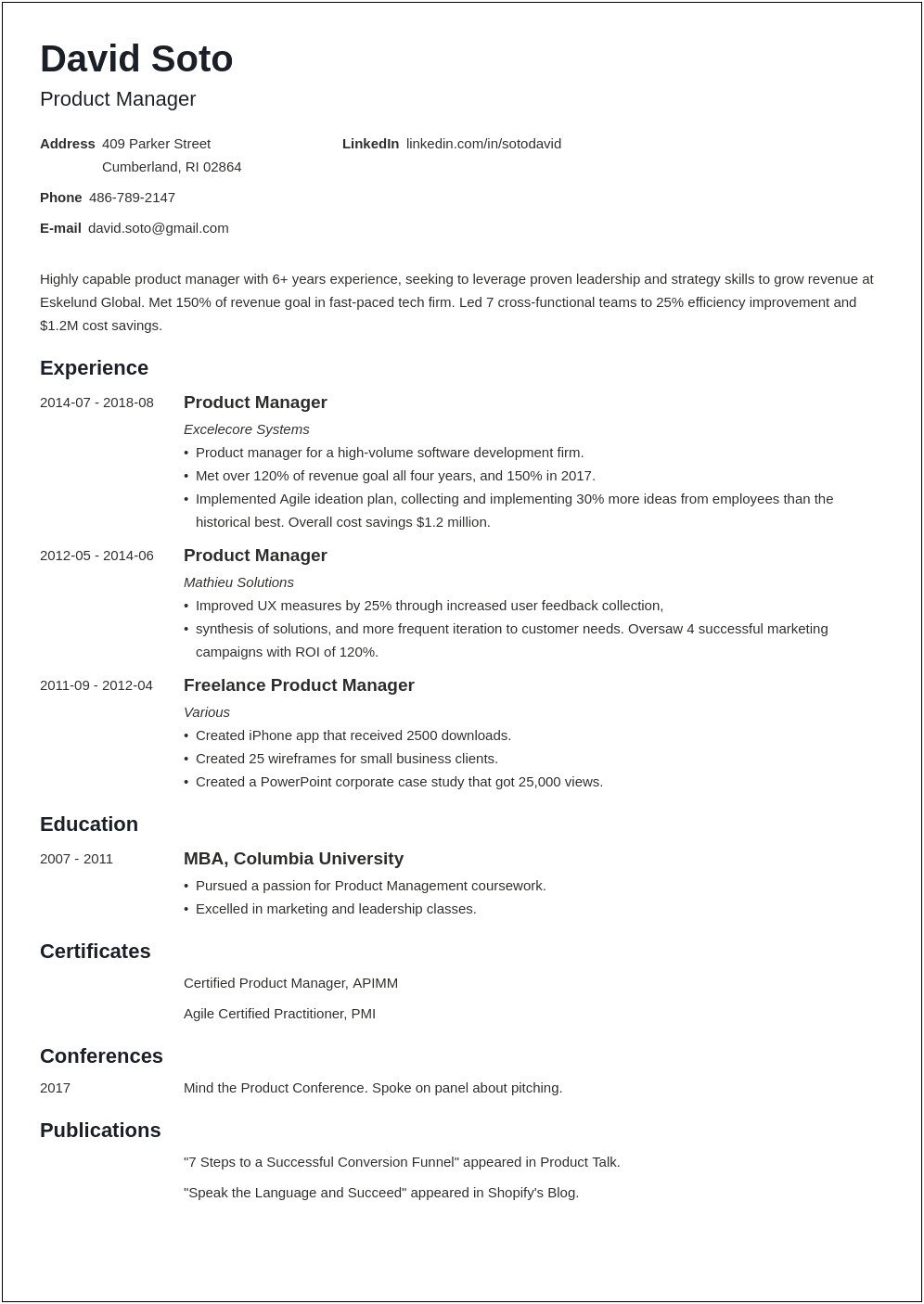 Examples Of Metrics And Numbers In Resume