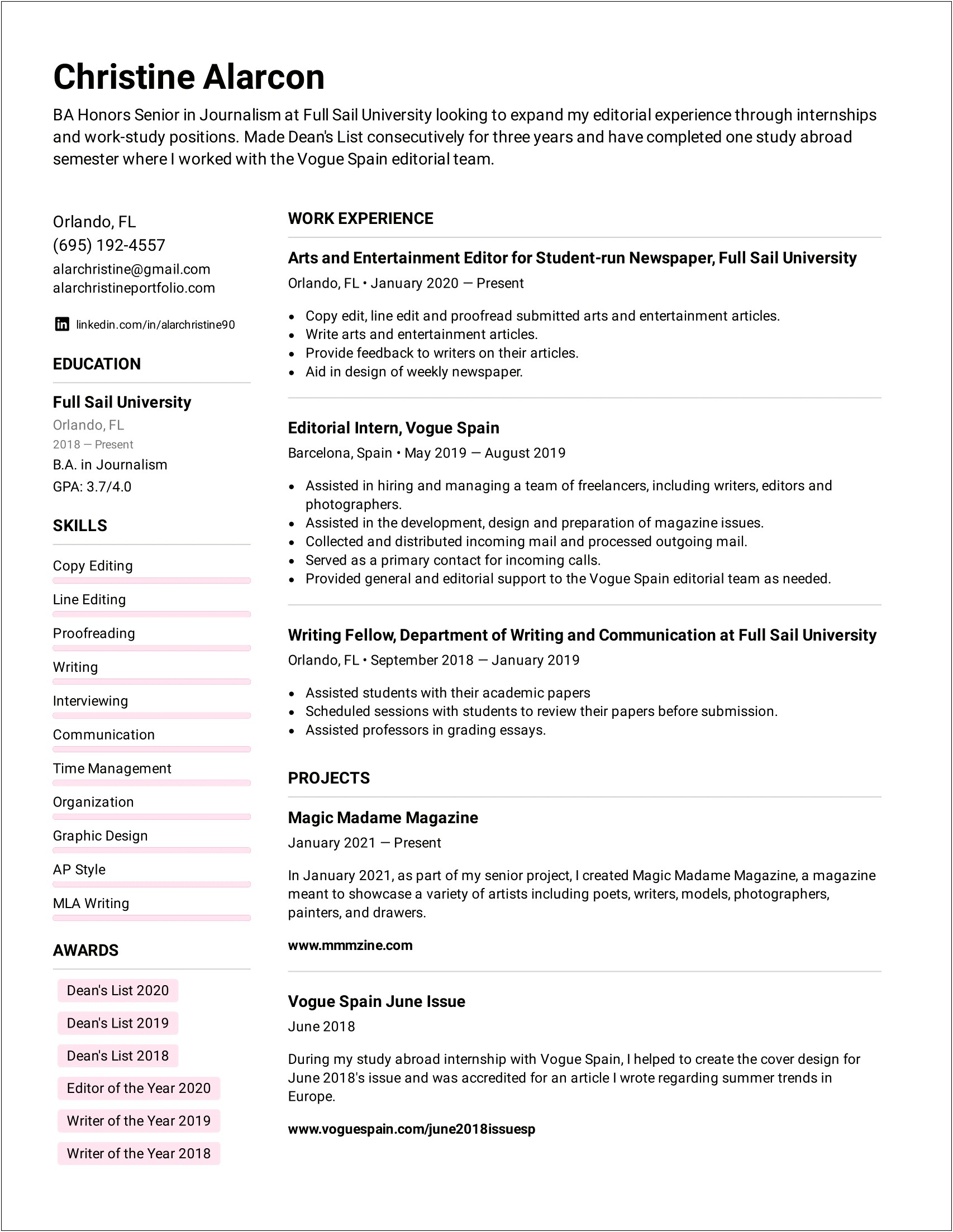Examples Of Objectives For Internship Resumes
