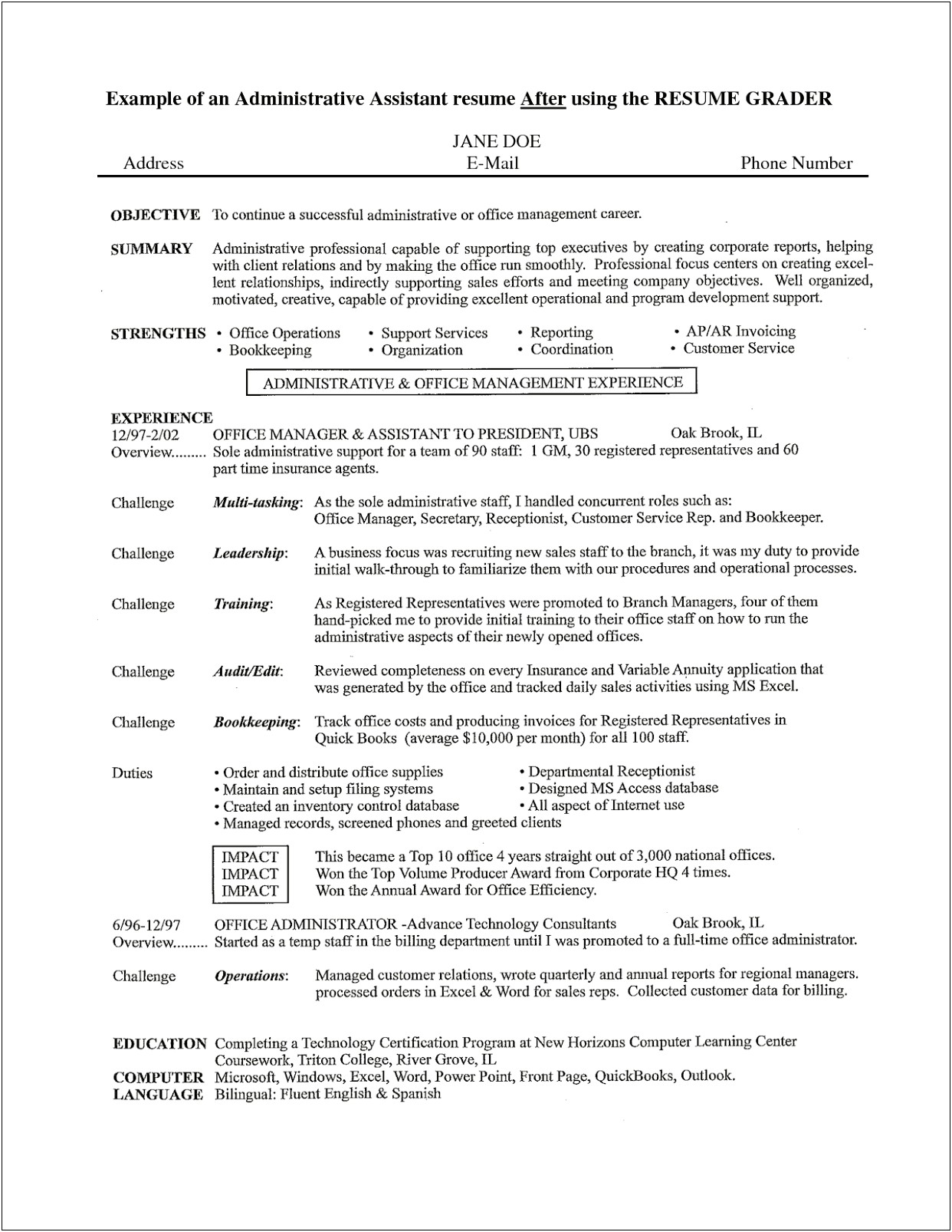 Examples Of Objectives On Resumes For Office Assistant