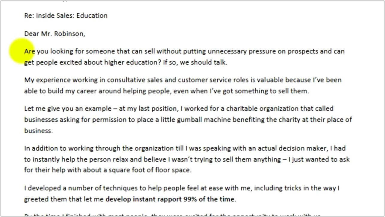 Examples Of Opening Paragraphs For Resumes