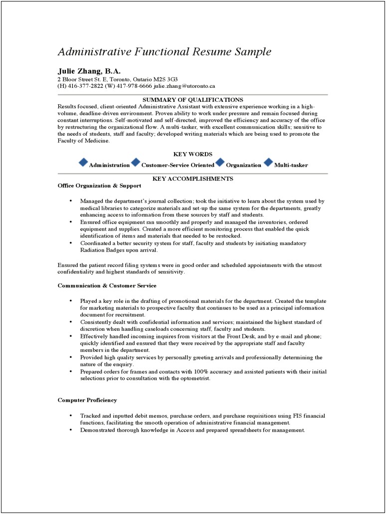 Examples Of Professional Office Assistant Resumes
