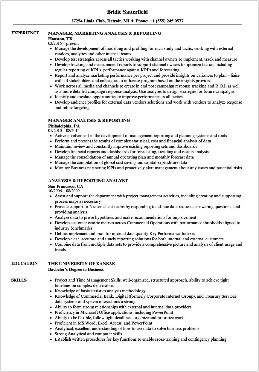 Examples Of Quantifying Results On Resume