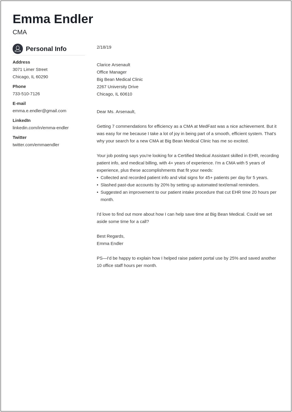 Examples Of Resume Cover Letter Explaining Relocation