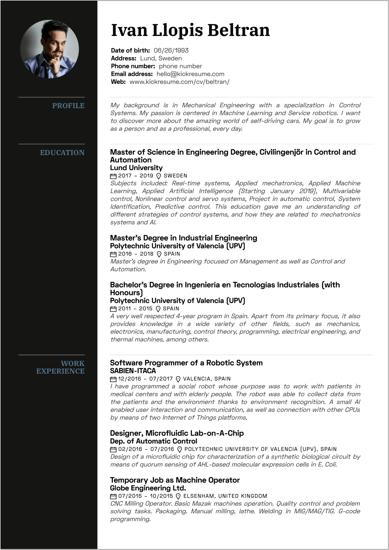Examples Of Resume For Engineer Student