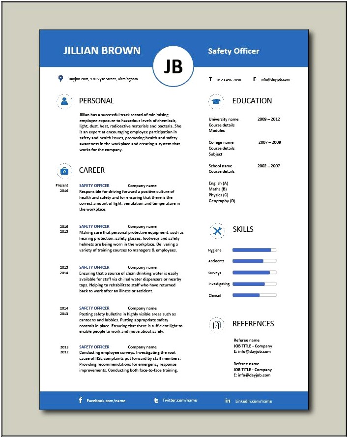Examples Of Resume Headline For Safety Officer
