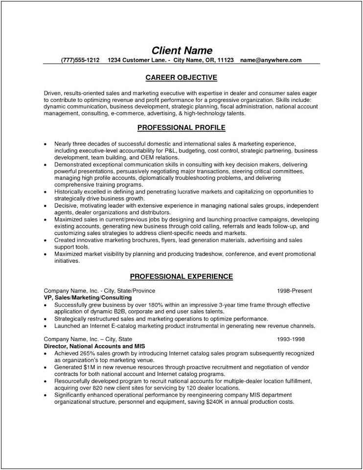 Examples Of Resume Job Objective Statements