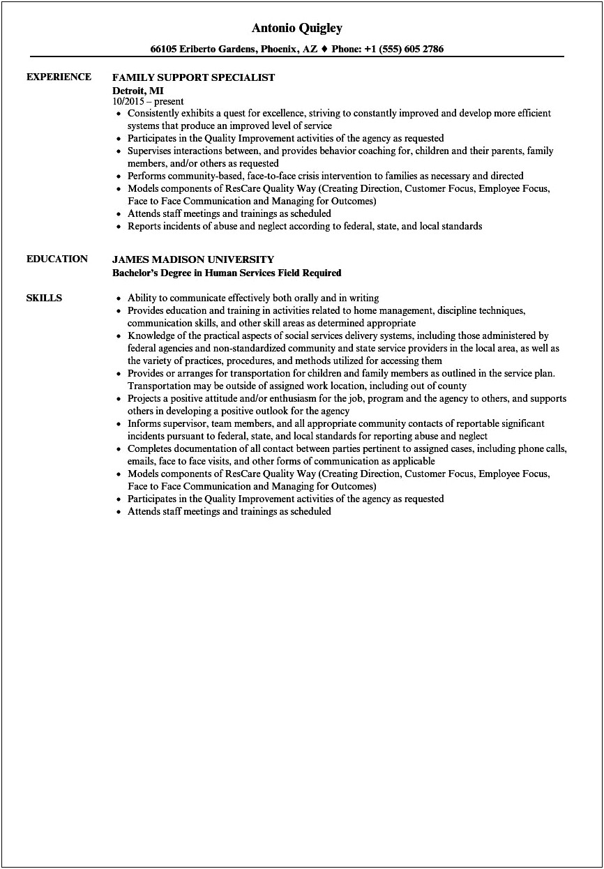 Examples Of Resume Objectives For Human Services