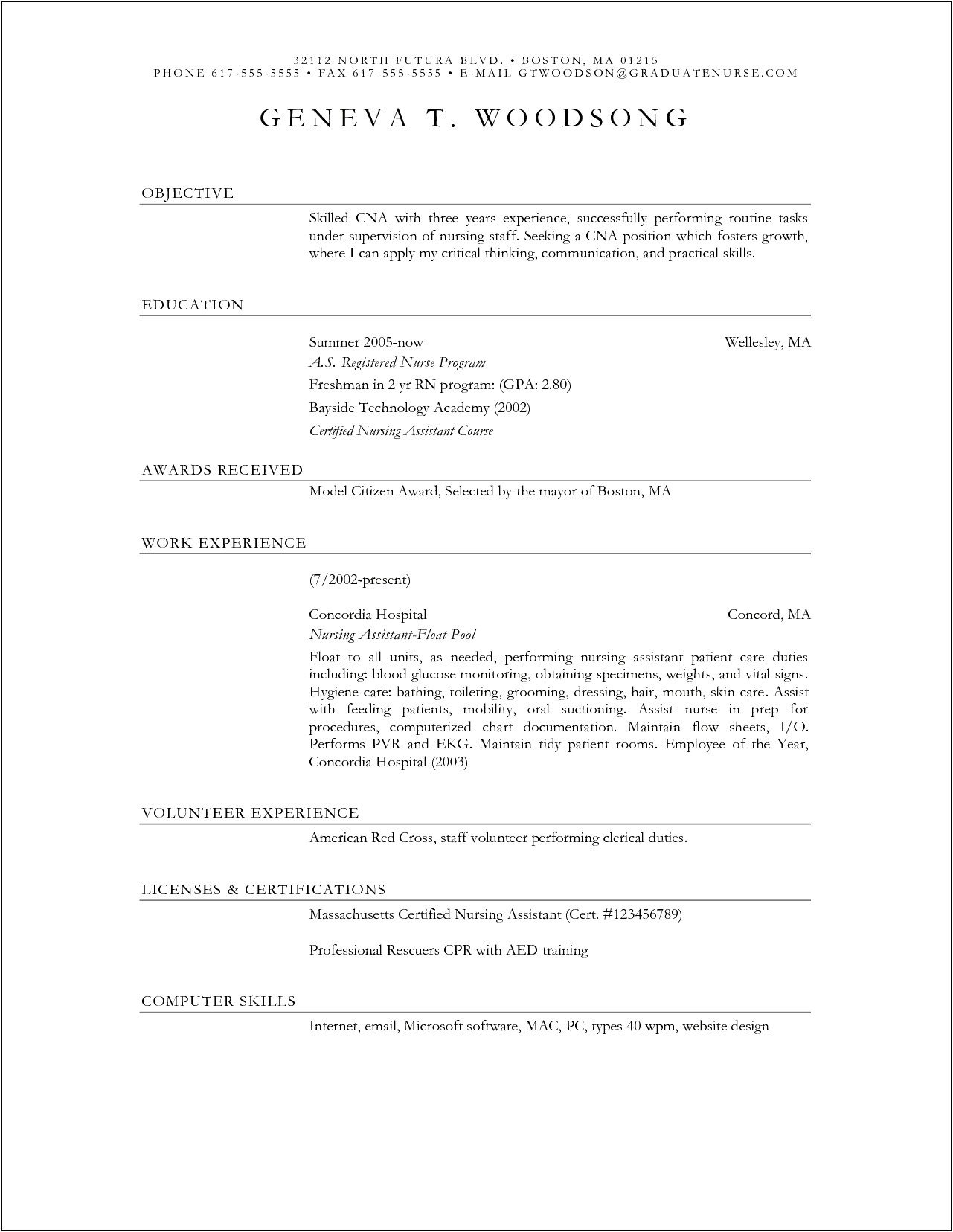 Examples Of Resume Objectives For Nurses