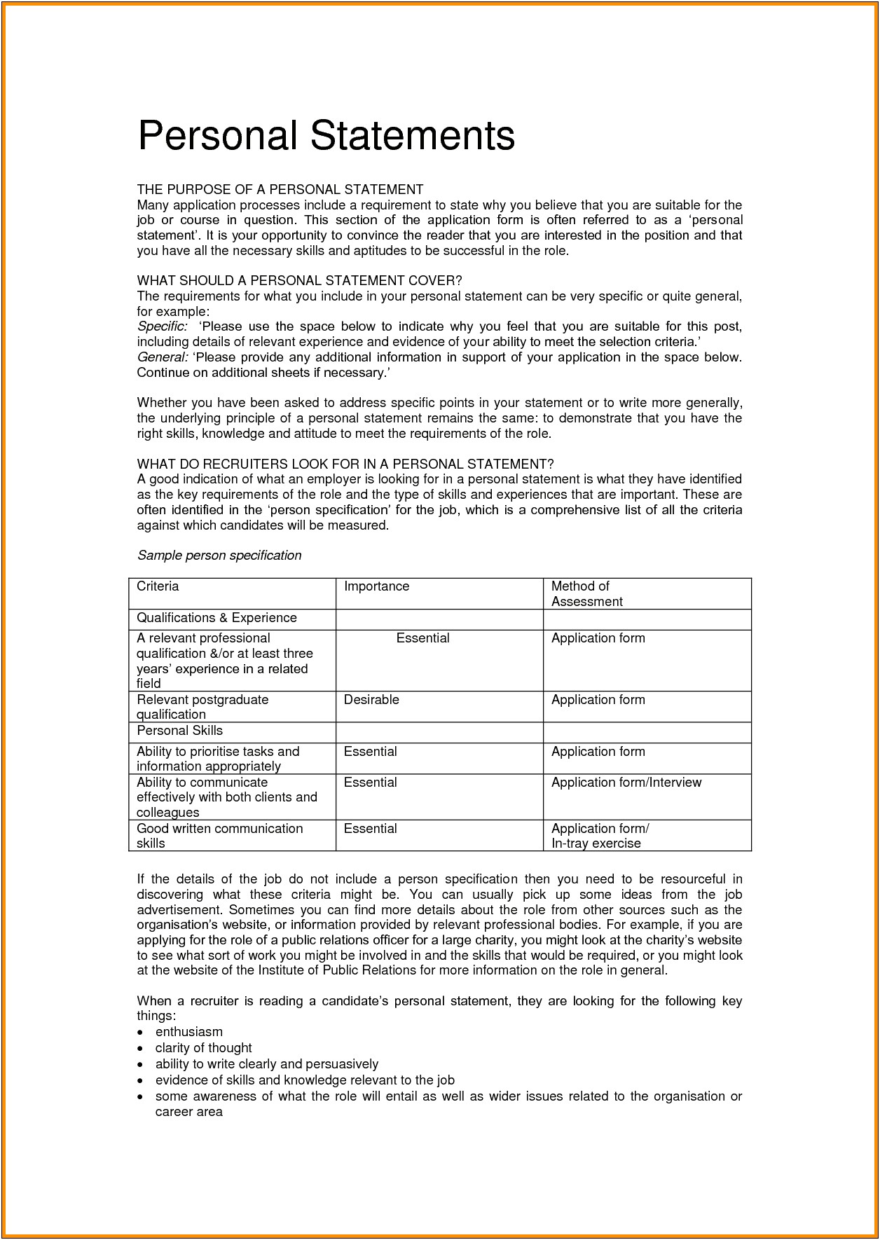 Examples Of Resume Personal Statements For Medical Office