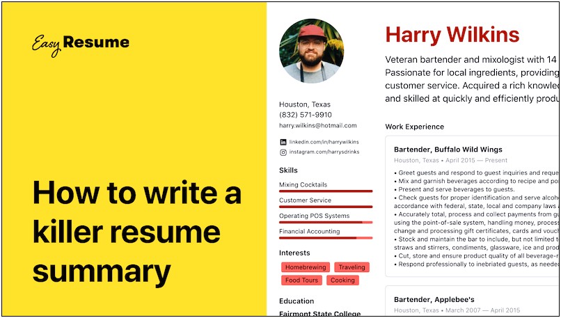 Examples Of Resume Summary For It