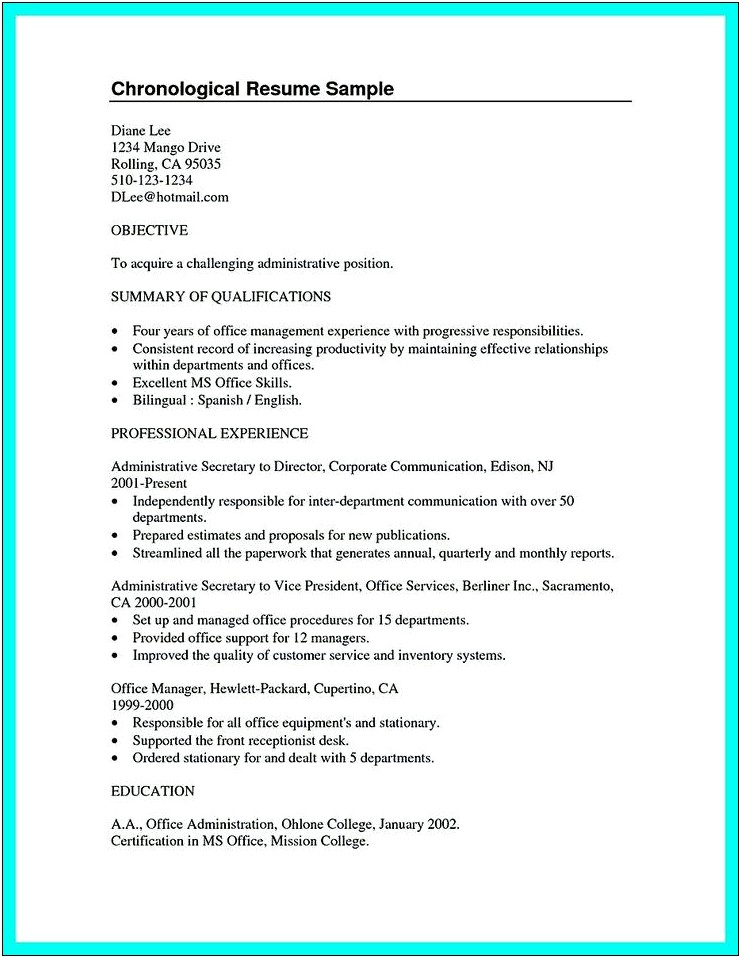 Examples Of Resume Summary For Recent College Graduate