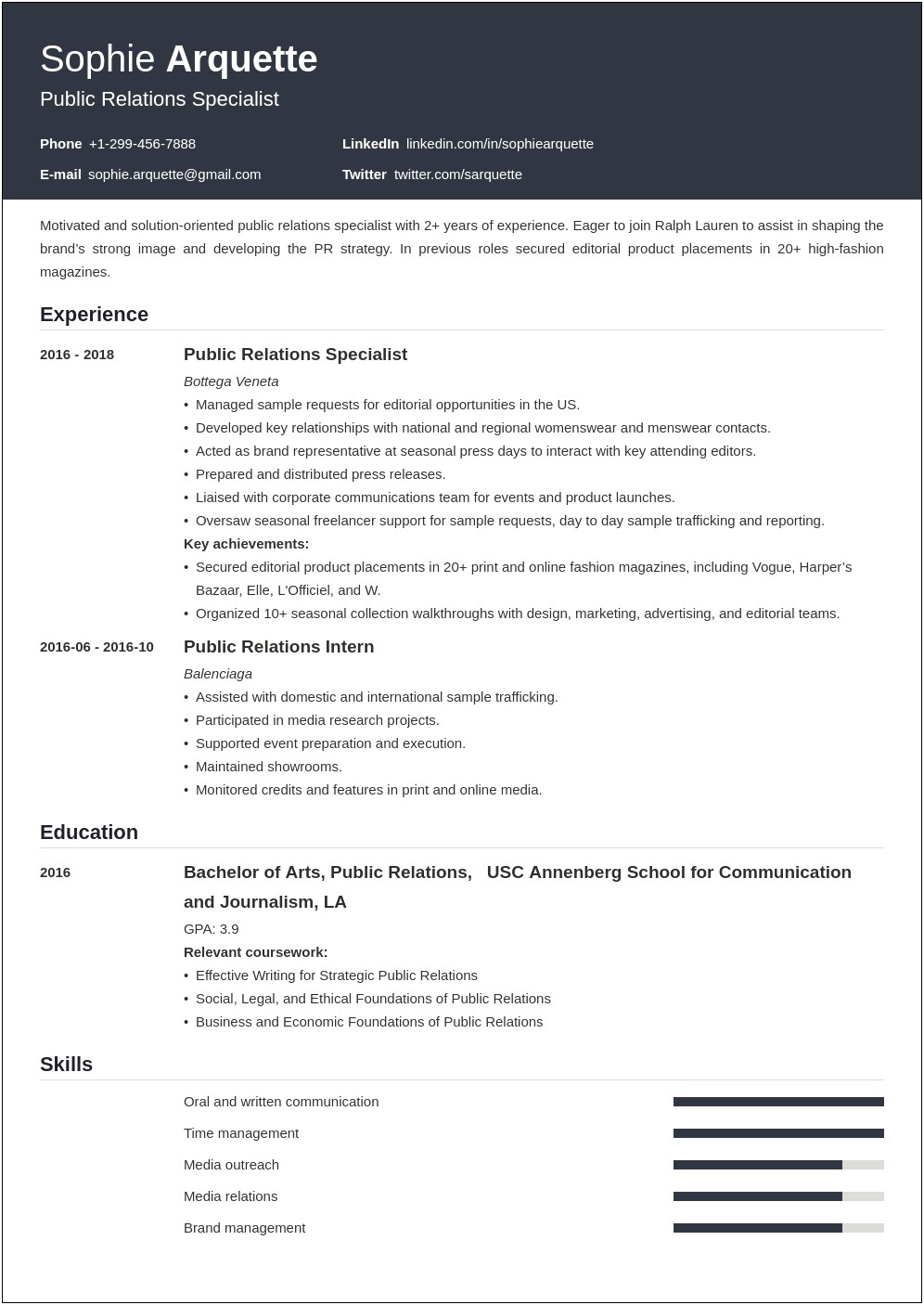 Examples Of Resumes 2018 Of Mass Communication Majors