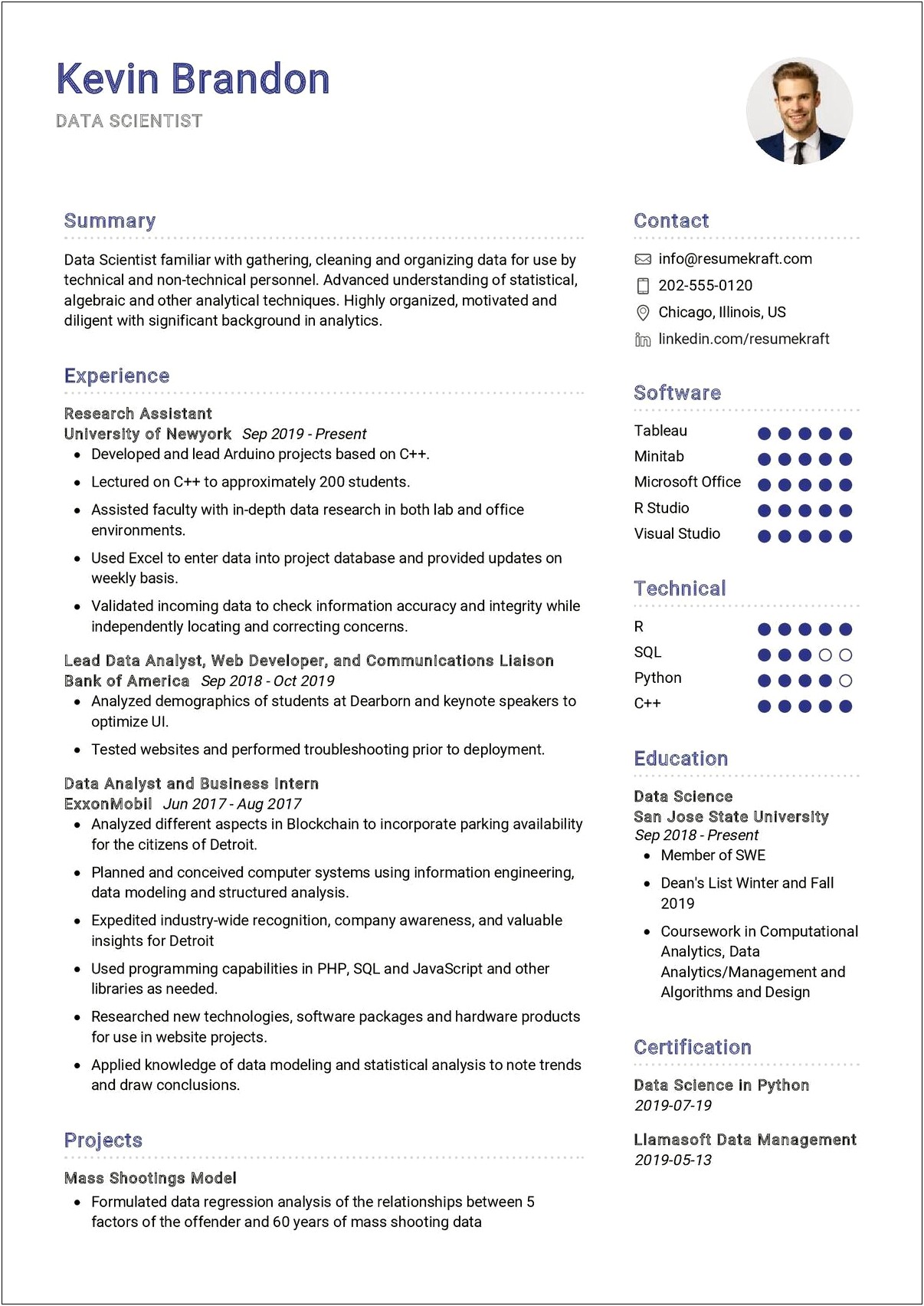 Examples Of Resumes For A Scientist