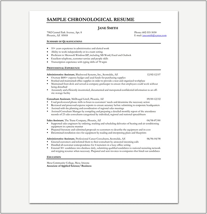 Examples Of Resumes For Clerical Positions