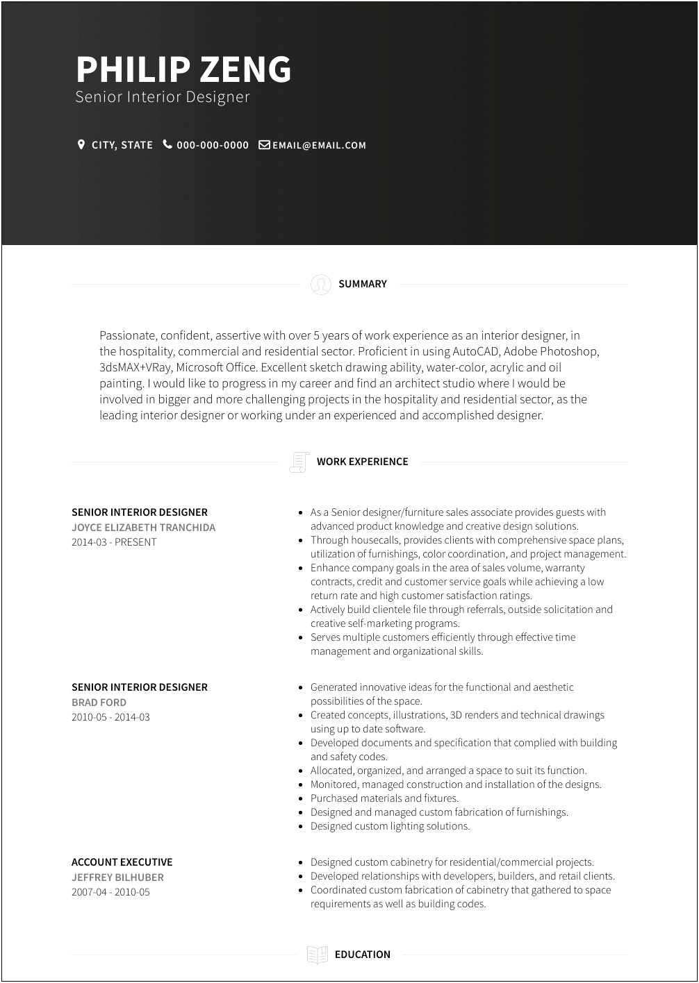 Examples Of Resumes For Interior Designers