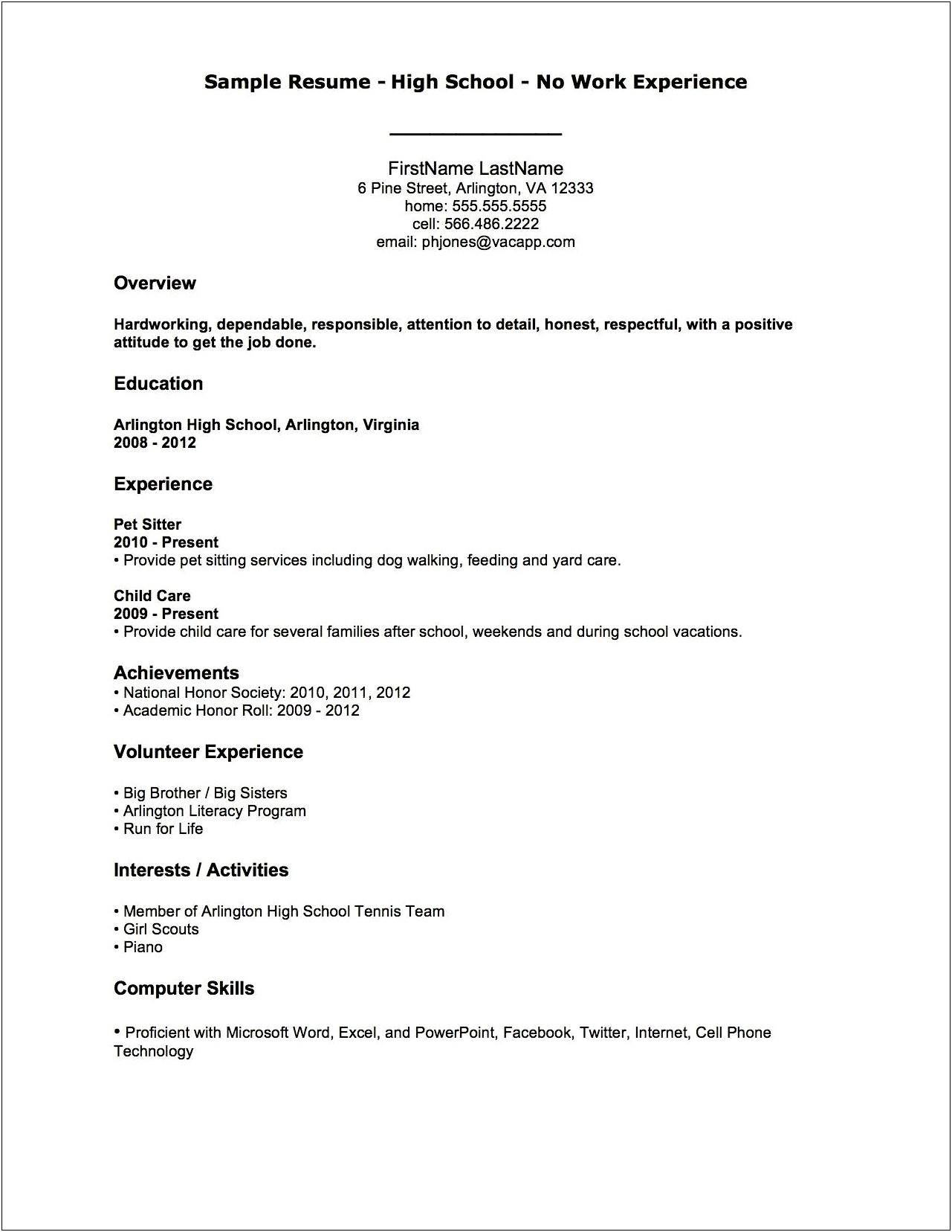 Examples Of Resumes With Little Experience