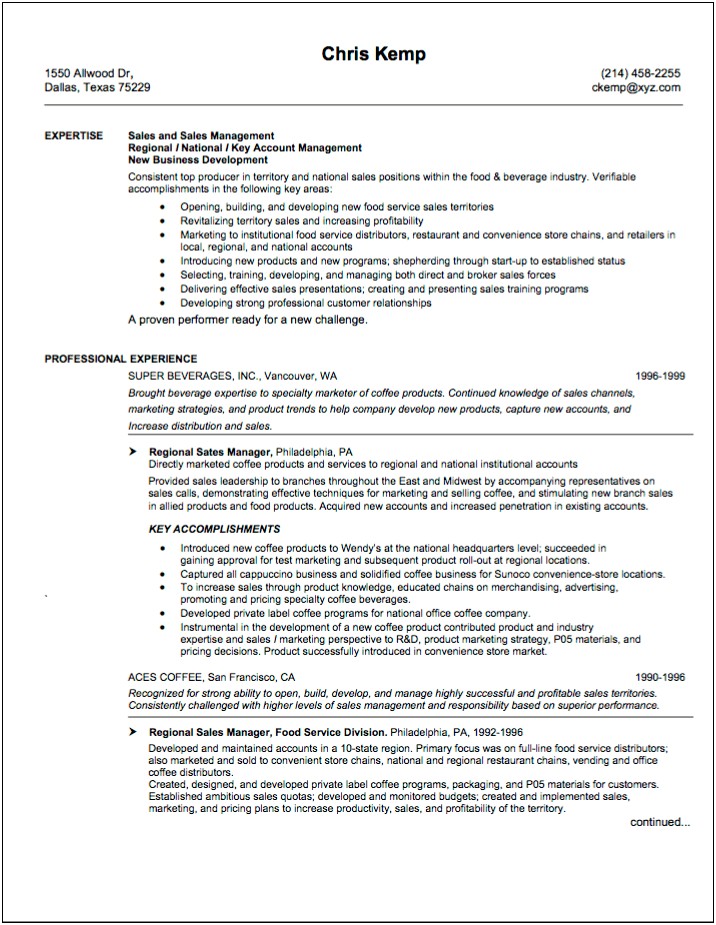 Examples Of Sales Bullet Points On Resumes