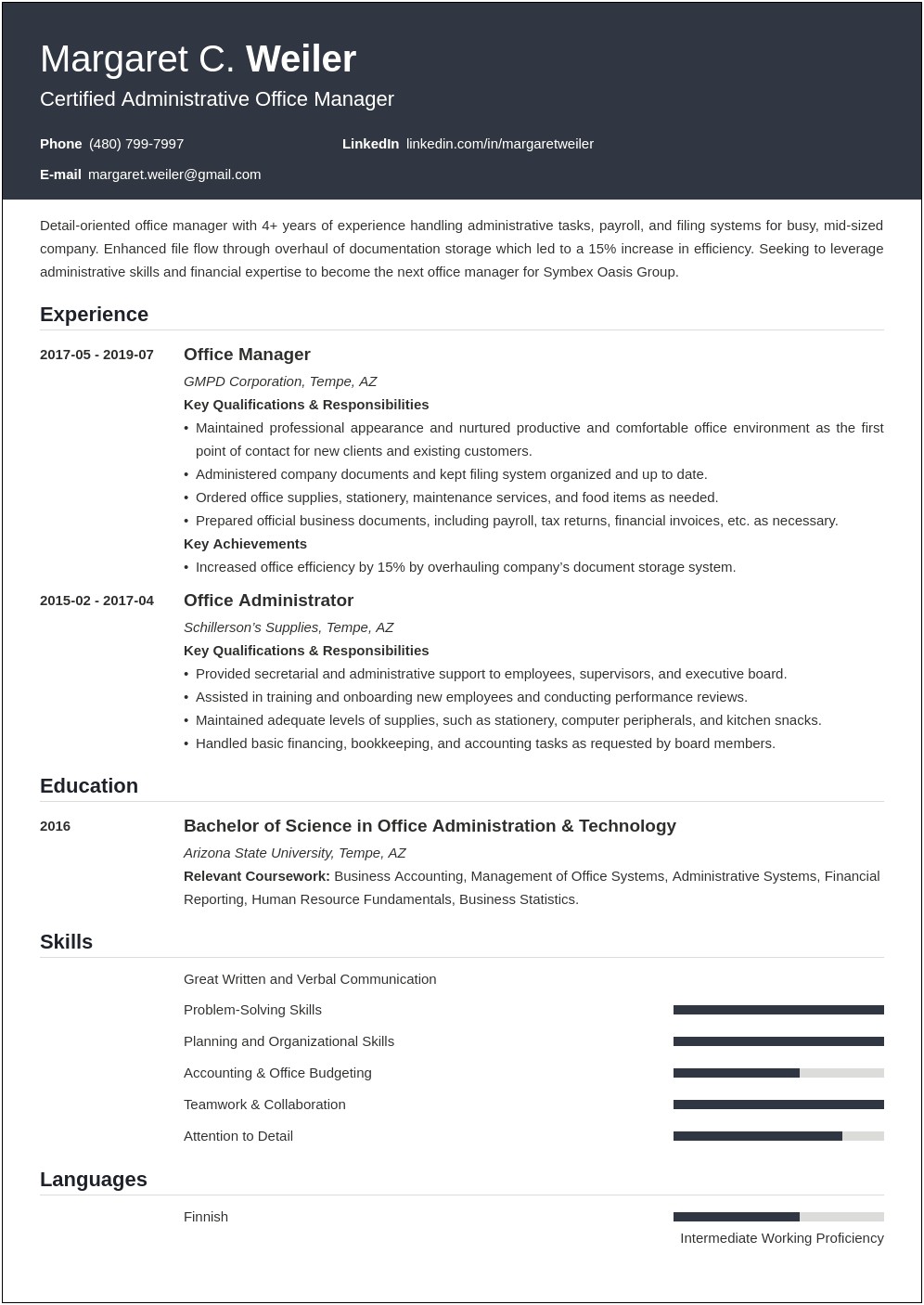 Examples Of Skills For Resume Office Manager