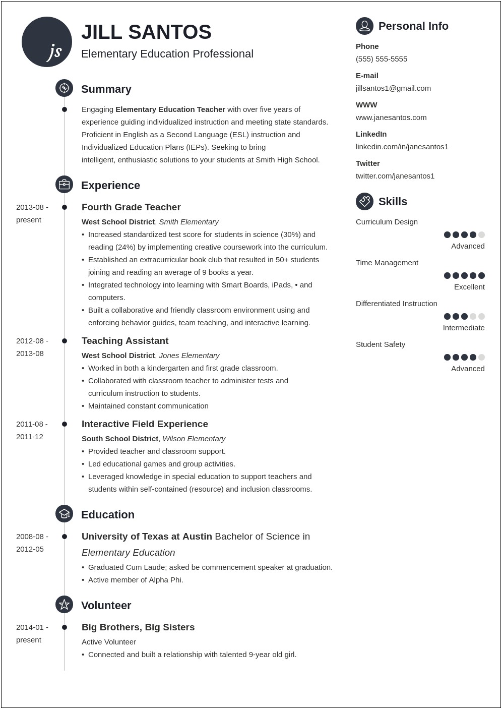 Examples Of Skills For Teaching Resume
