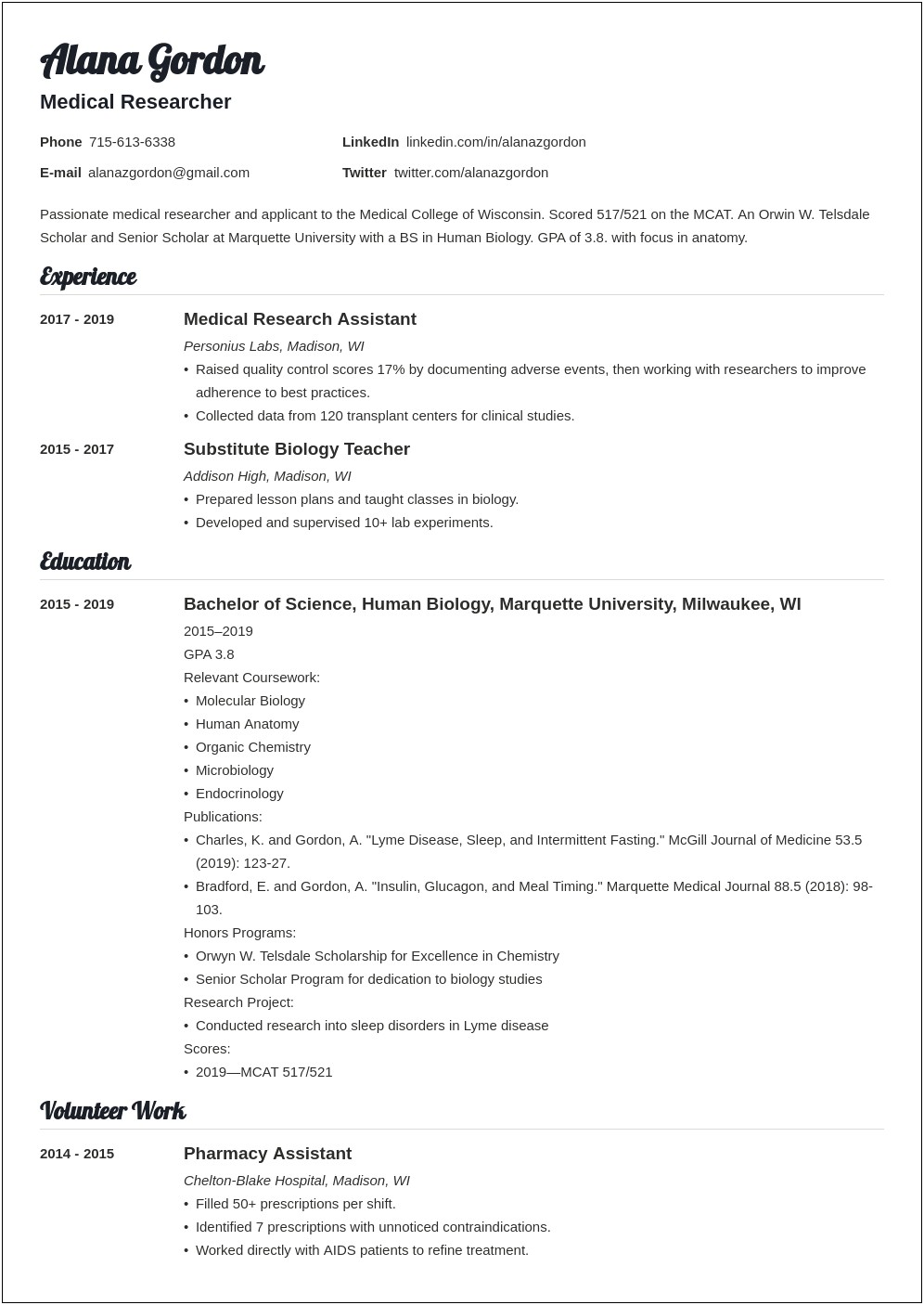 Examples Of Student Resumes Of Mjhs