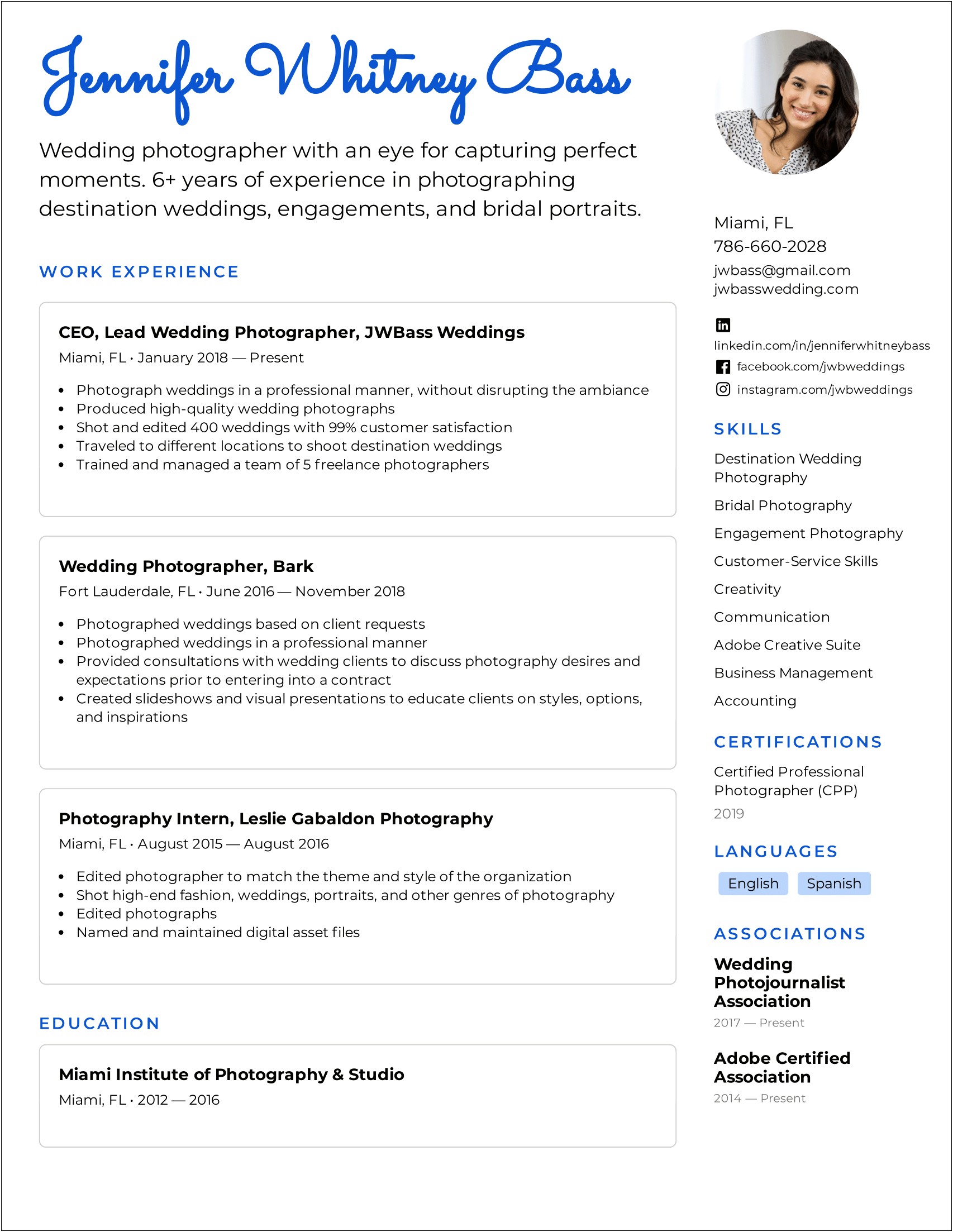 Examples Of Summaries In Photographer Resumes